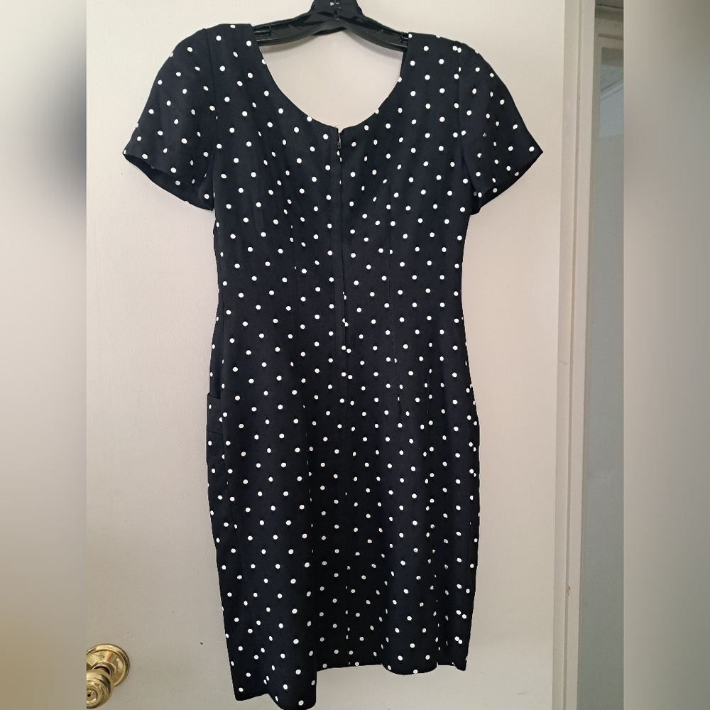 Vintage Black and White Polka-dot Dress with Pockets - Picture 2 of 8